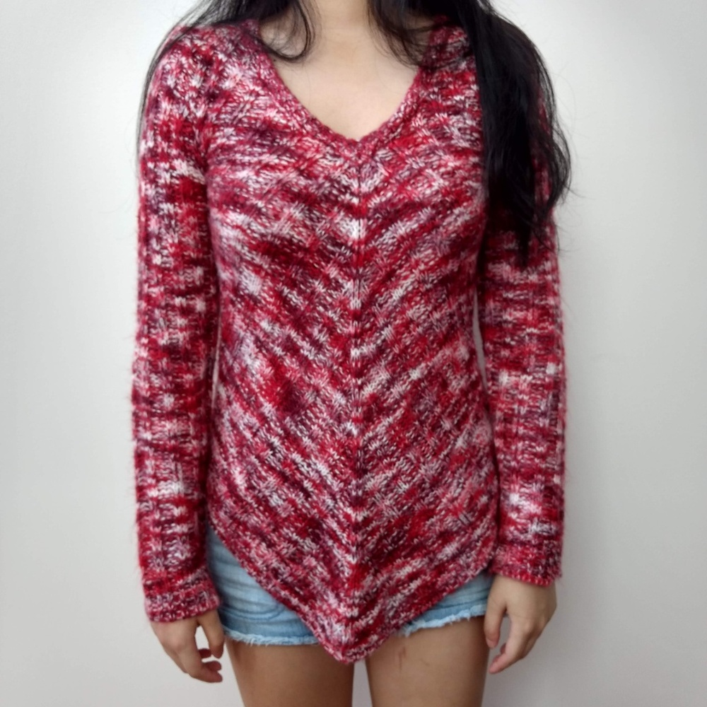 Red Knit Patterned Sweater